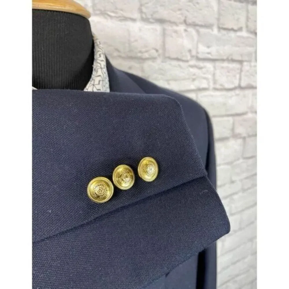 Vintage‎ EUC Stafford Navy Hopsack Blazer Sportcoat Gold Buttons Wool Blend 42 L